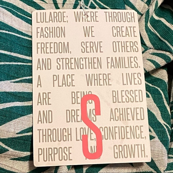 Lularoe Teal Green & White Palm Leaf Print‎ Sarah Duster Womens Small NWT - Picture 7 of 10